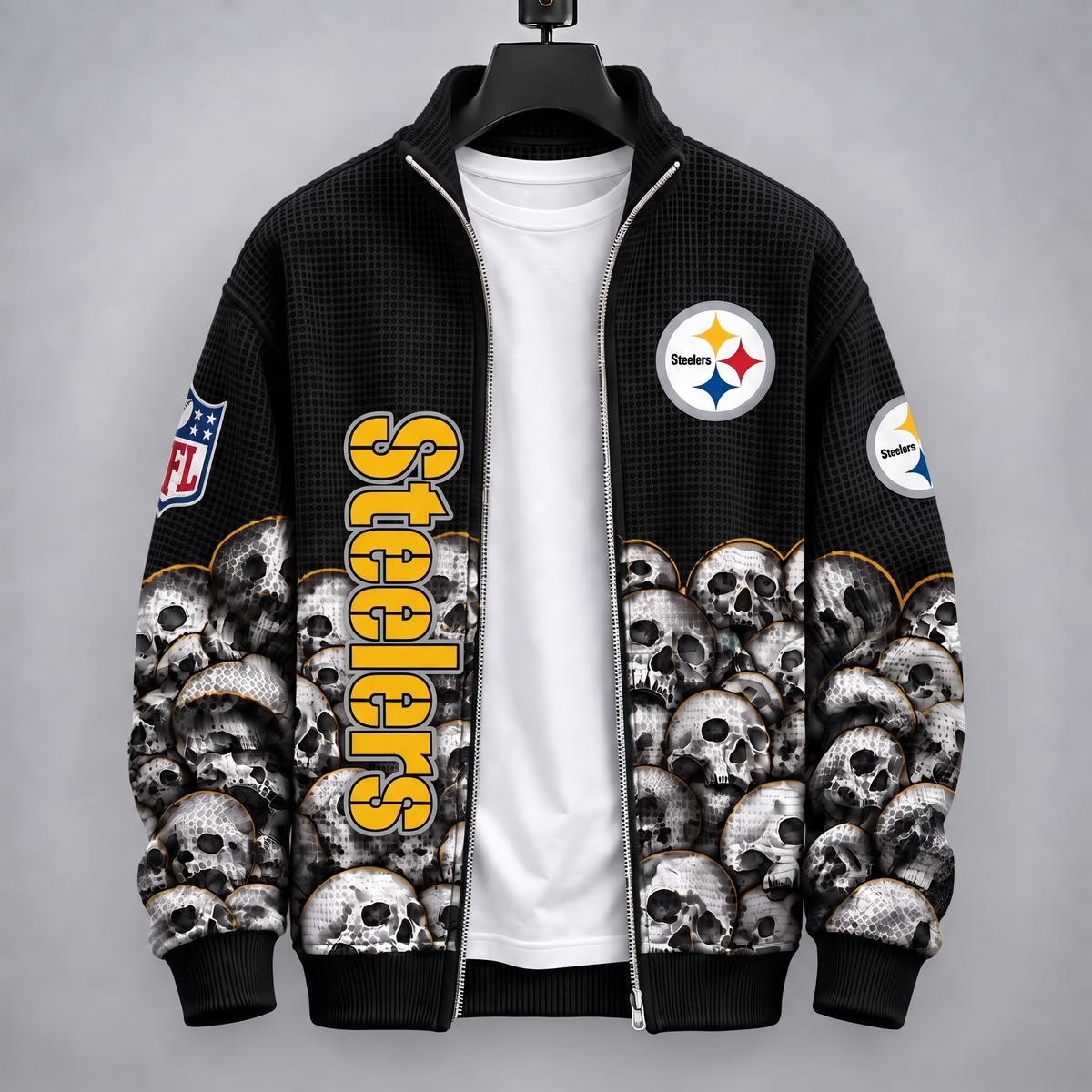 Exclusive NFL x PIT Death Skull Waffle Sweatshirt