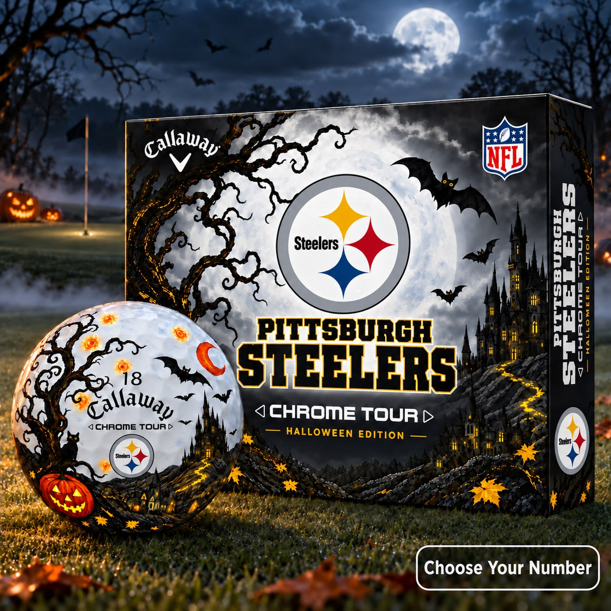 Exclusive NFL x PIT Halloween Edition Personalized Golf Ball