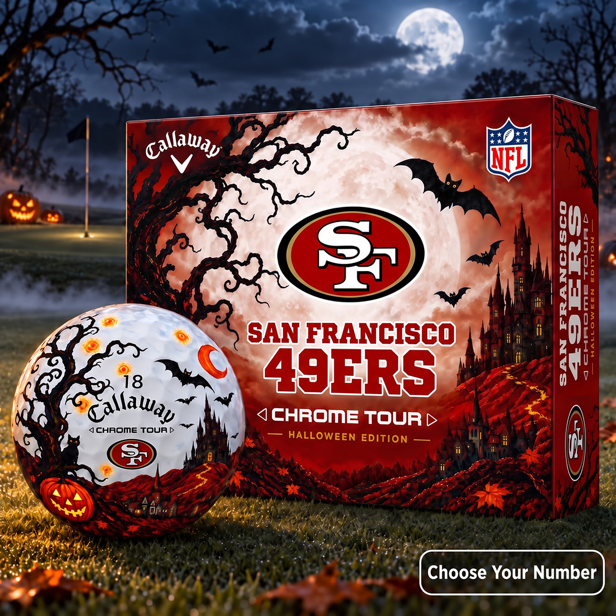 Exclusive NFL x SF Halloween Edition Personalized Golf Ball