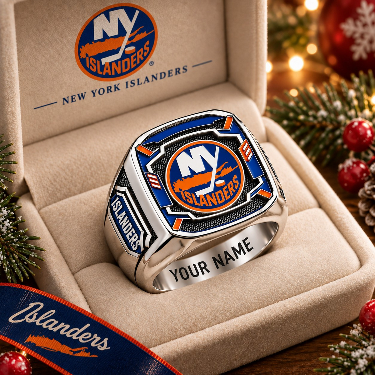 Exclusive NHL x NYI Personalized Name Ring
