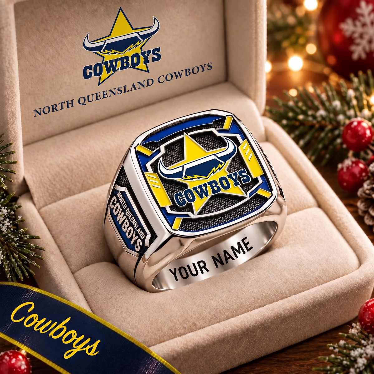 Exclusve NRL x NQC Personalized Name Ring
