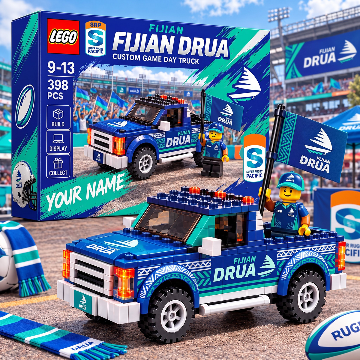 FIJ X SRP 1-OF-1 IN-HOUSE CRAFTED  CUSTOM GAME DAY TRUCK BRICK SET