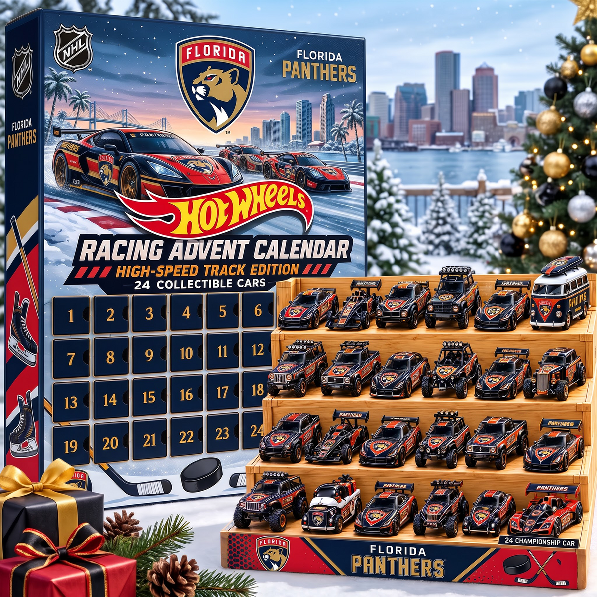 FLA X 1-of-1 Custom NHL Racing Advent Calendar 24 Cars Gift Set
