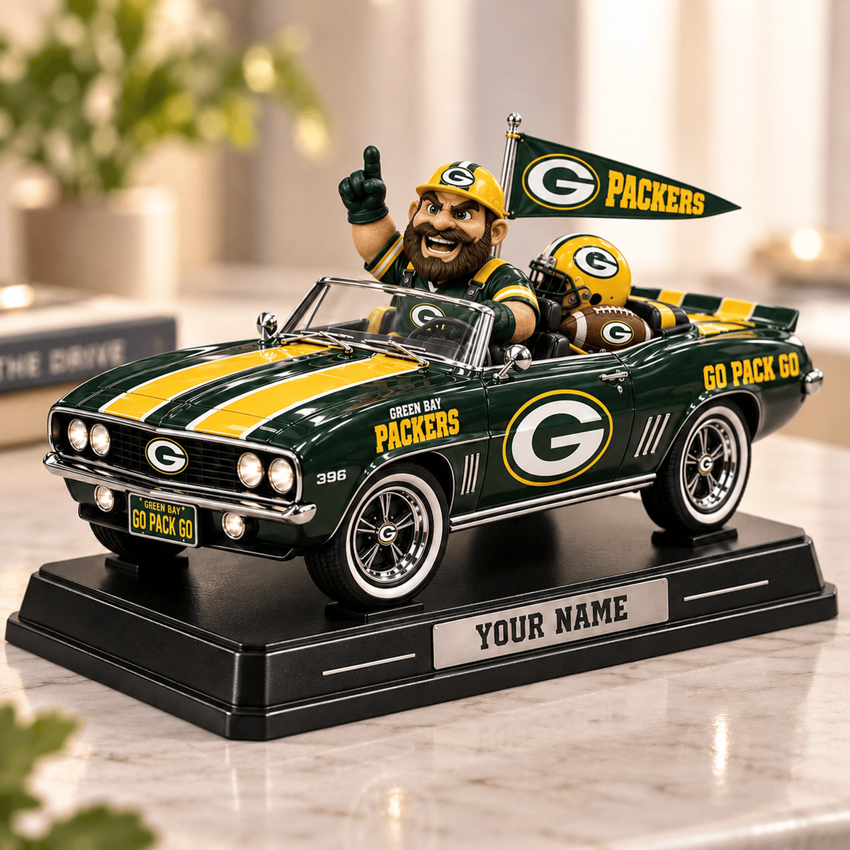 GB X NFL Car Acrylic Block Plaque Custom Any Name Gift For Fan