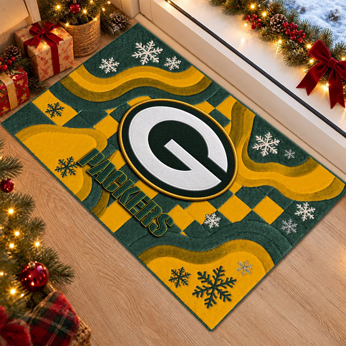 GB x NFL Christmas Doormat