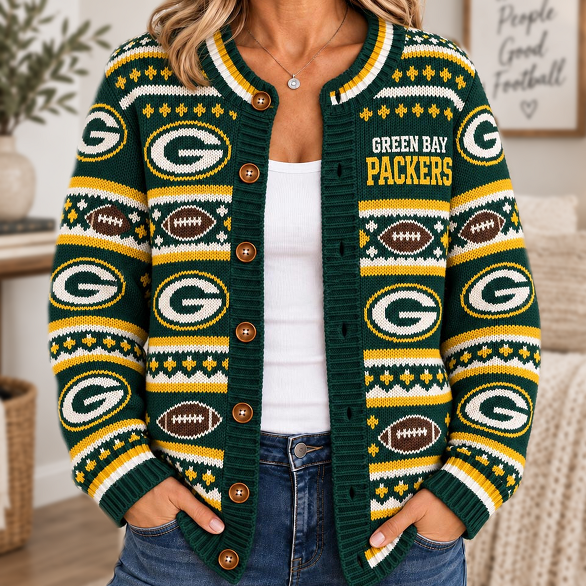 GB x NFL Women's Cardigan Sweater
