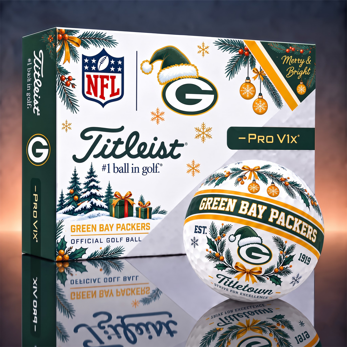 GBP x 1-OF-1 NFL TITLEIST CHRISTMAS  GOLF BALLS