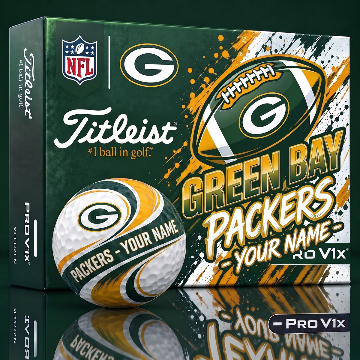 GBP x 1-of-1 Custom NFL Personalized Swirl Titleist Pro V1x Golf Balls