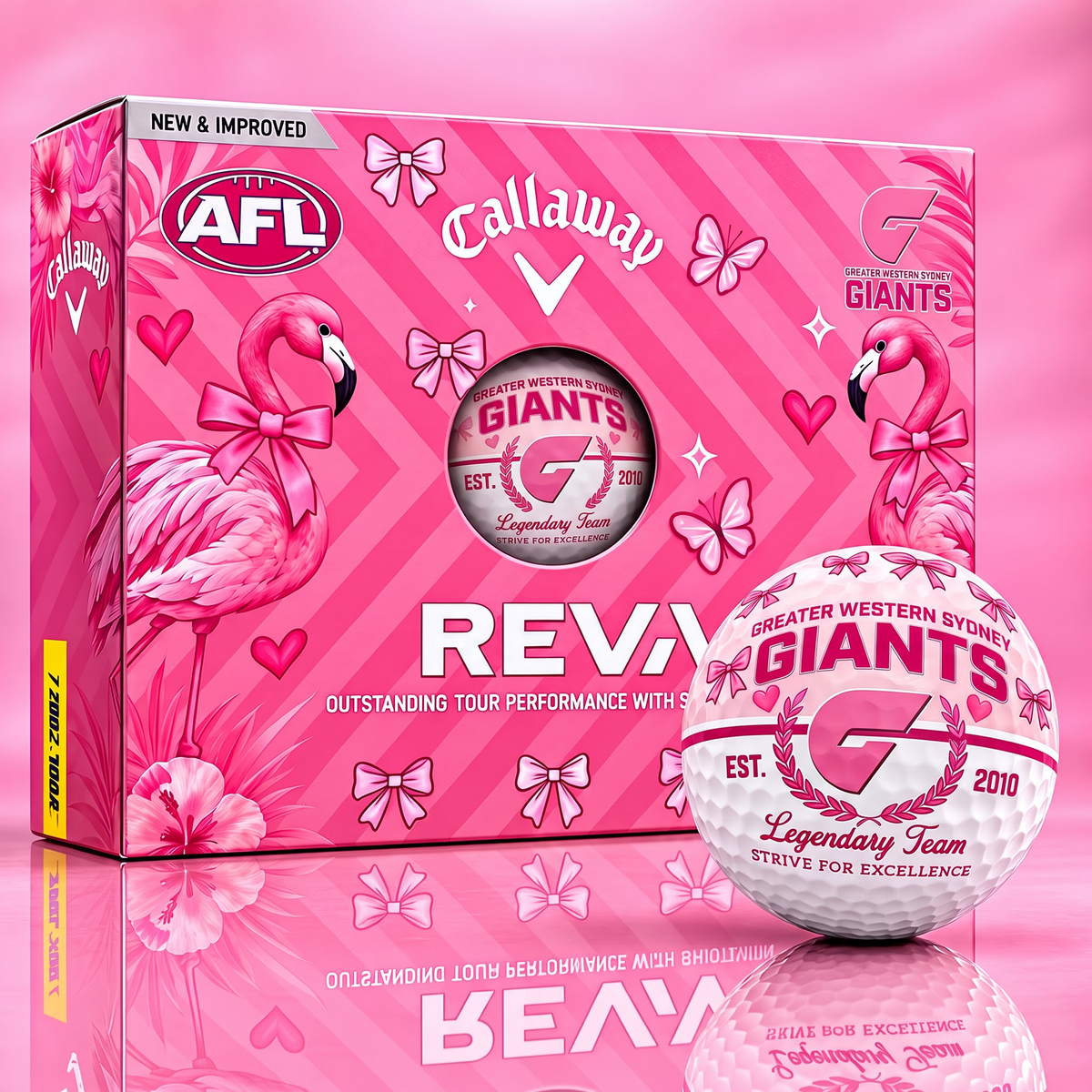 GWS X Custom AFL Pink Coquette Ladies Golf Balls