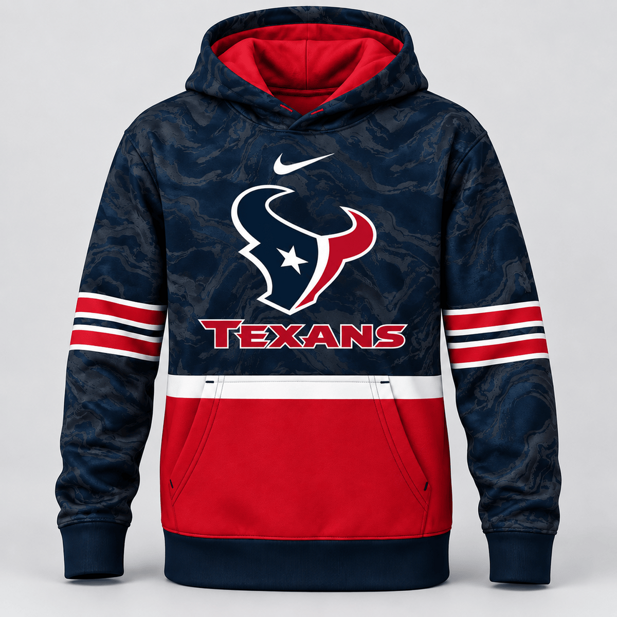 HOU Premium NFL Camo Colorblock Pullover Hoodie