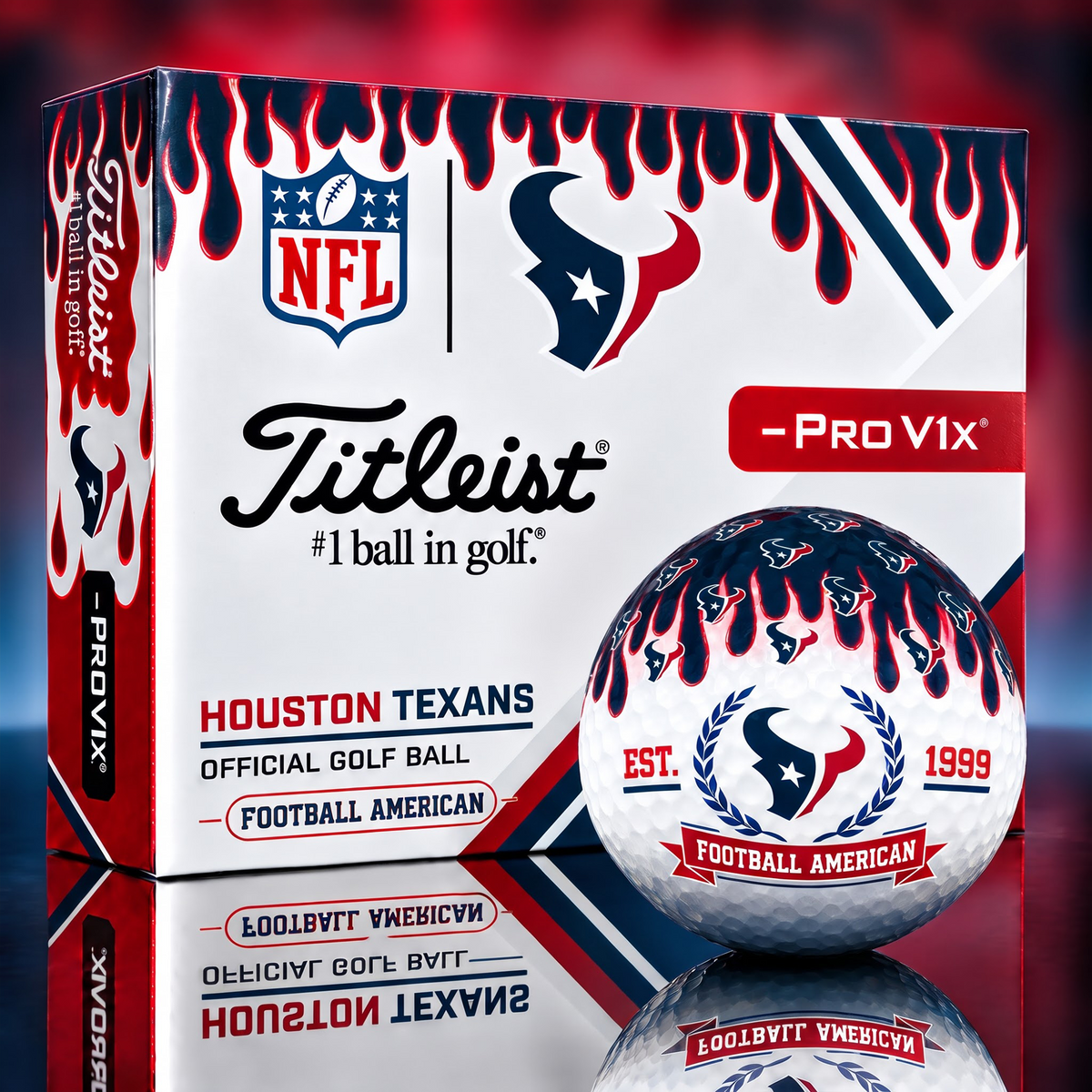 HOU X 1-of-1 Custom NFL Drip Style Golf Balls Gift For Golfer