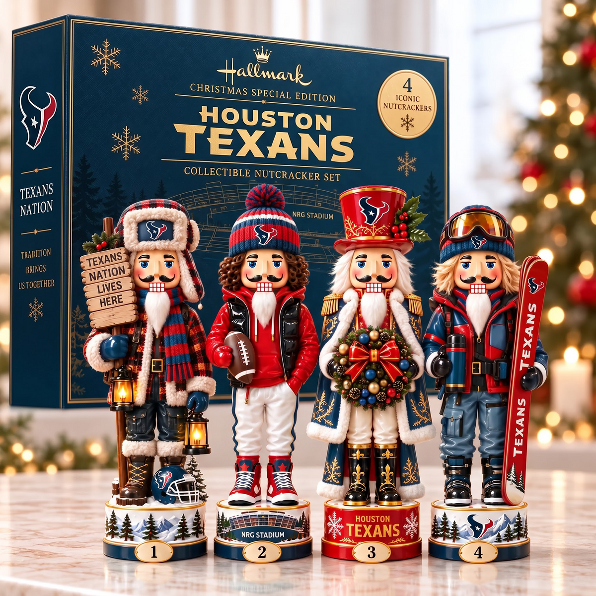 HOU X Premium NFL Christmas Nutcracker Collector Set