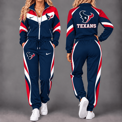 HOU x NFL Team Pride Waterproof Windbreaker Zip-Up Tracksuit Set