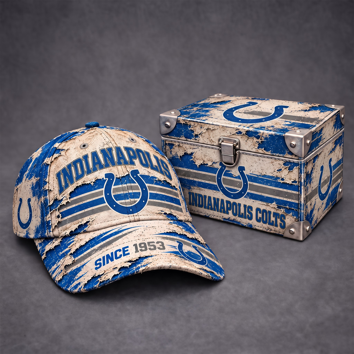IC x 1-of-1 NFL Distressed Baseball Cap And Gift Box Set