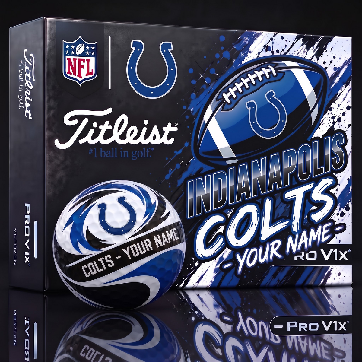 IND X 1-of-1 Custom NFL Personalized Splatter Titleist Golf Balls Set
