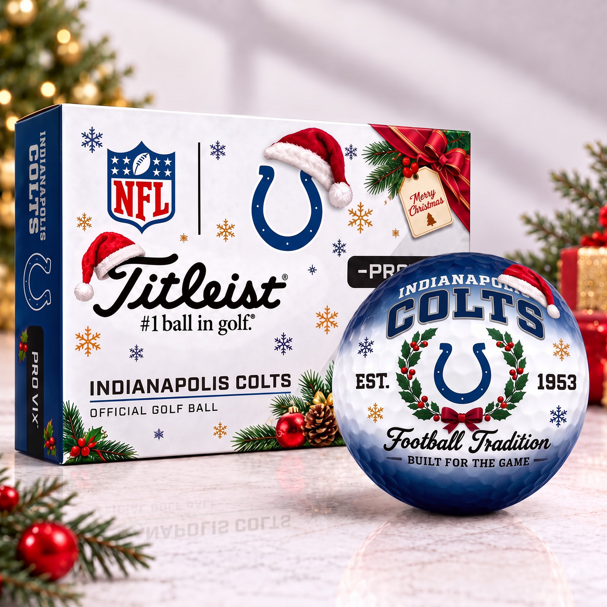 IND X Custom NFL Team Christmas Titleist Pro V1x Golf Balls Set