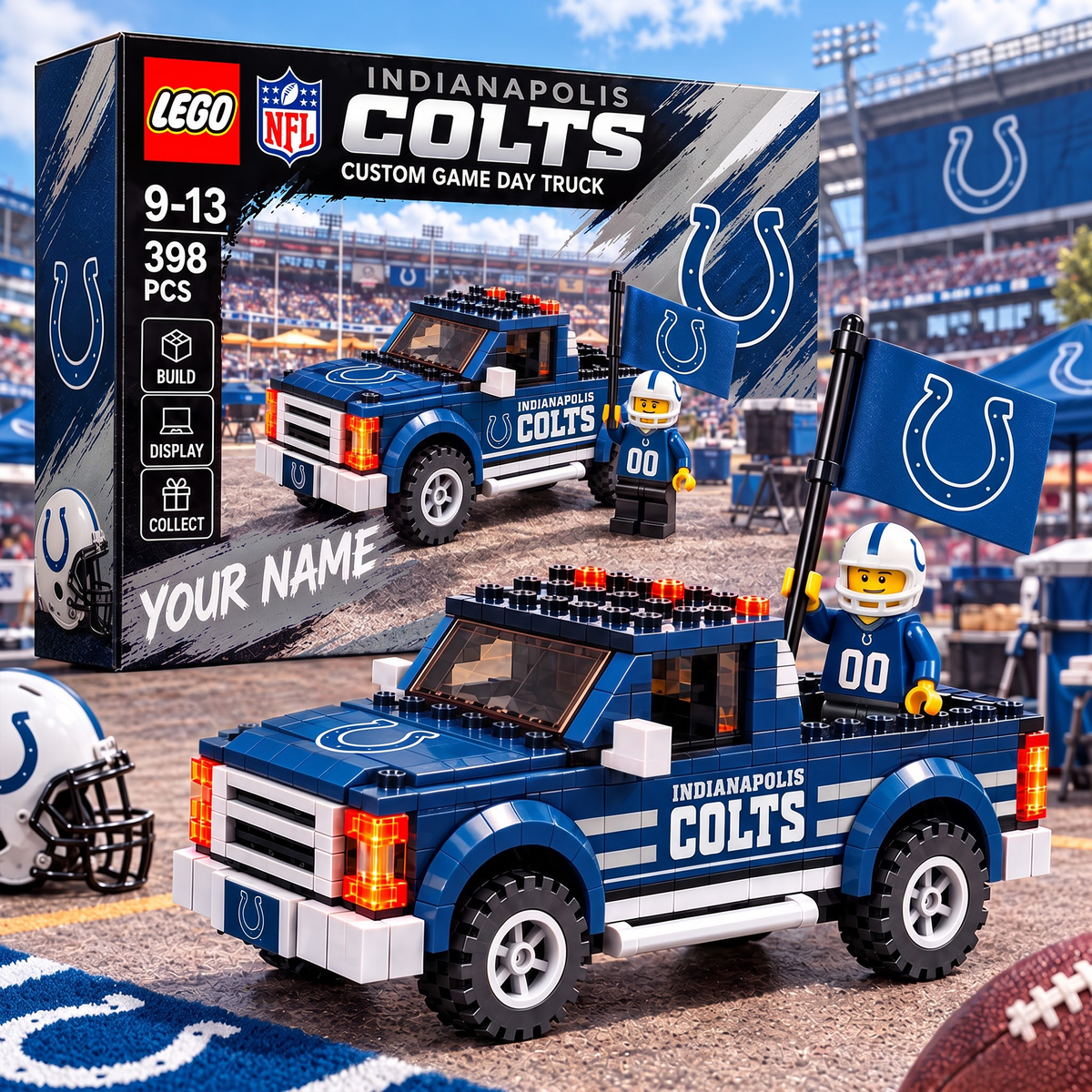 IND X NFL 1-OF-1 IN-HOUSE CRAFTED  CUSTOM GAME DAY TRUCK BRICK SET