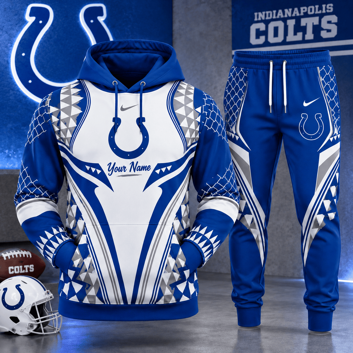 IND x NFL Premium Football Graphic Hoodie & Jogger Set Fan Game Day Sportswear Outfit