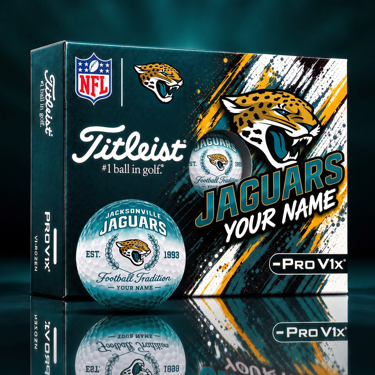 JAC X PERSONALIZED NFL MAKER-MADE TITLEIST PRO V1X GOLF BALLS