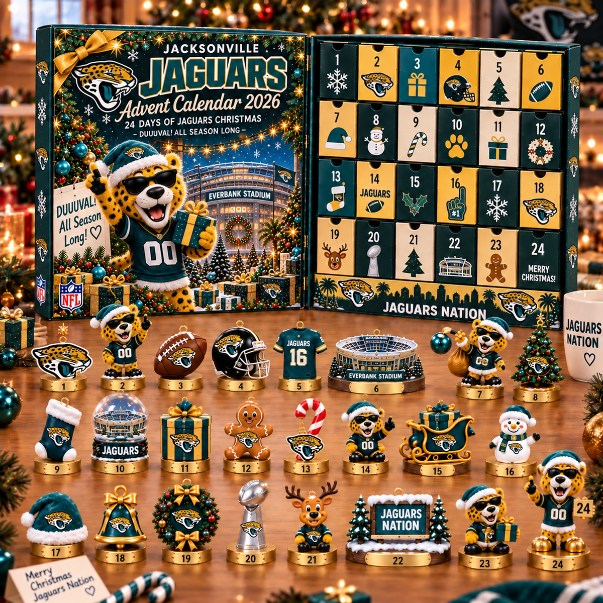 JAC x NFL Christmas Advent Calendar 2026 â€“ 24 Days of NFL Mascot & Holiday Collectibles