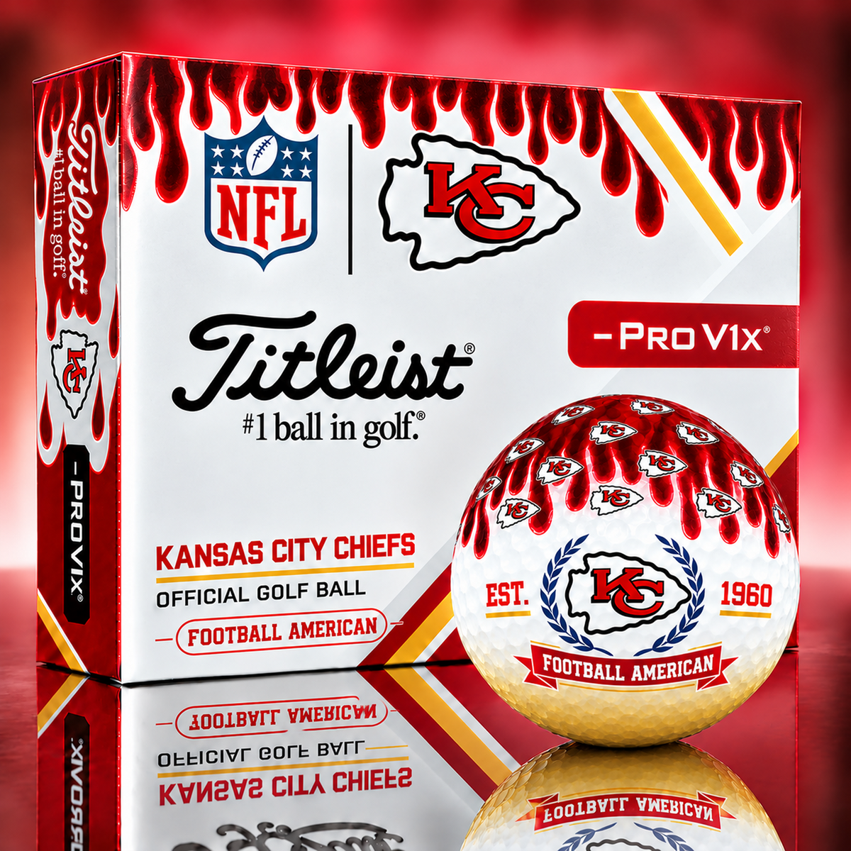 KC  X 1-of-1 Custom NFL Drip Style Golf Balls Gift For Golfer