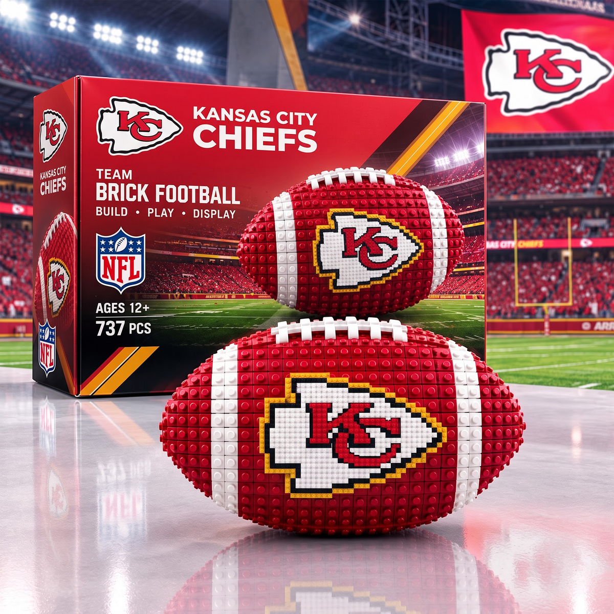 KC X NFL Team Brick Football Building Set 3D Bricks Collector Model