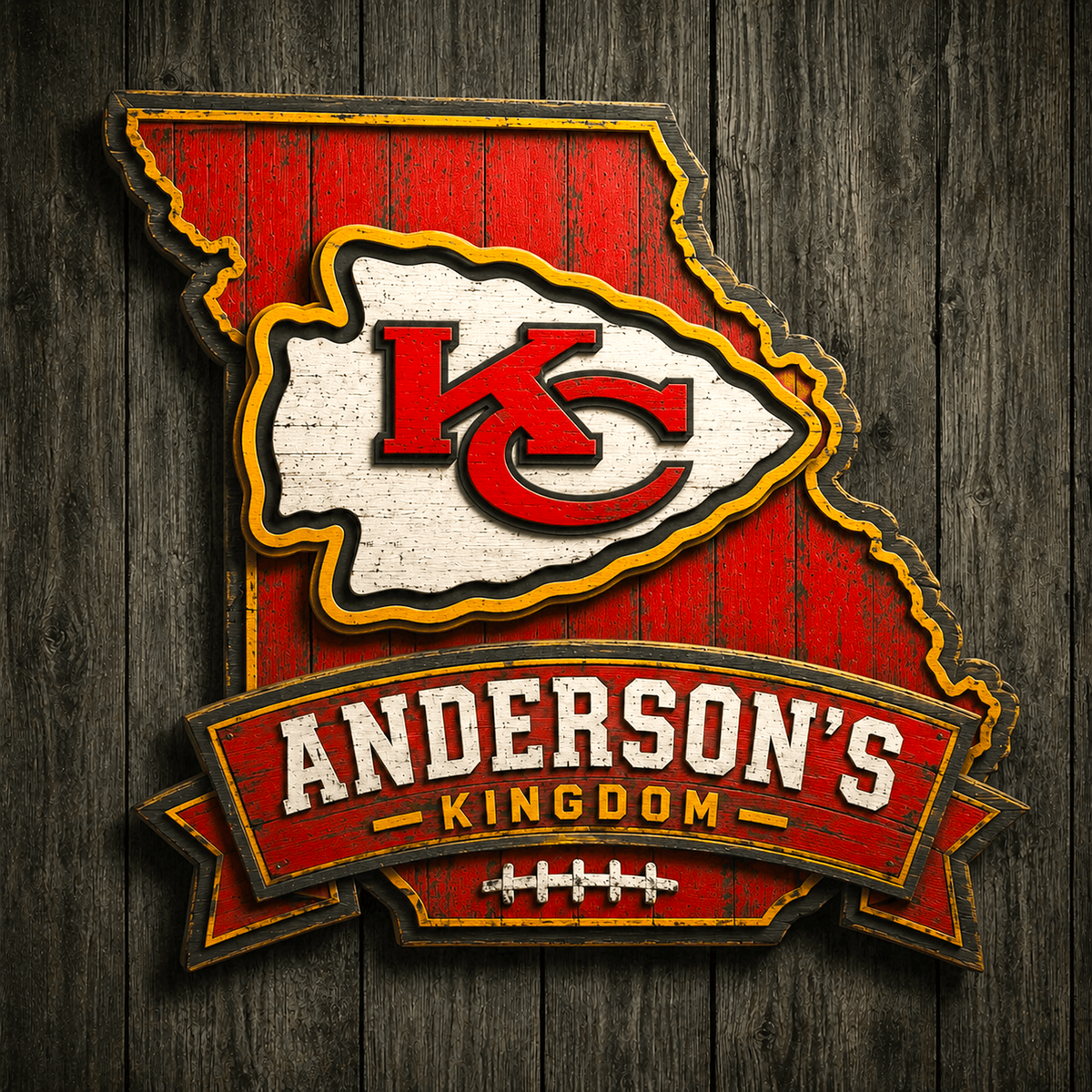 KC x NFL Personalized Vintage Wooden Sign