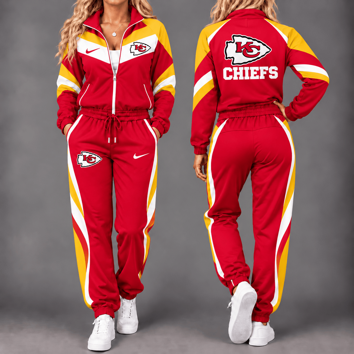 KC x NFL Team Pride Waterproof Windbreaker Zip-Up Tracksuit Set