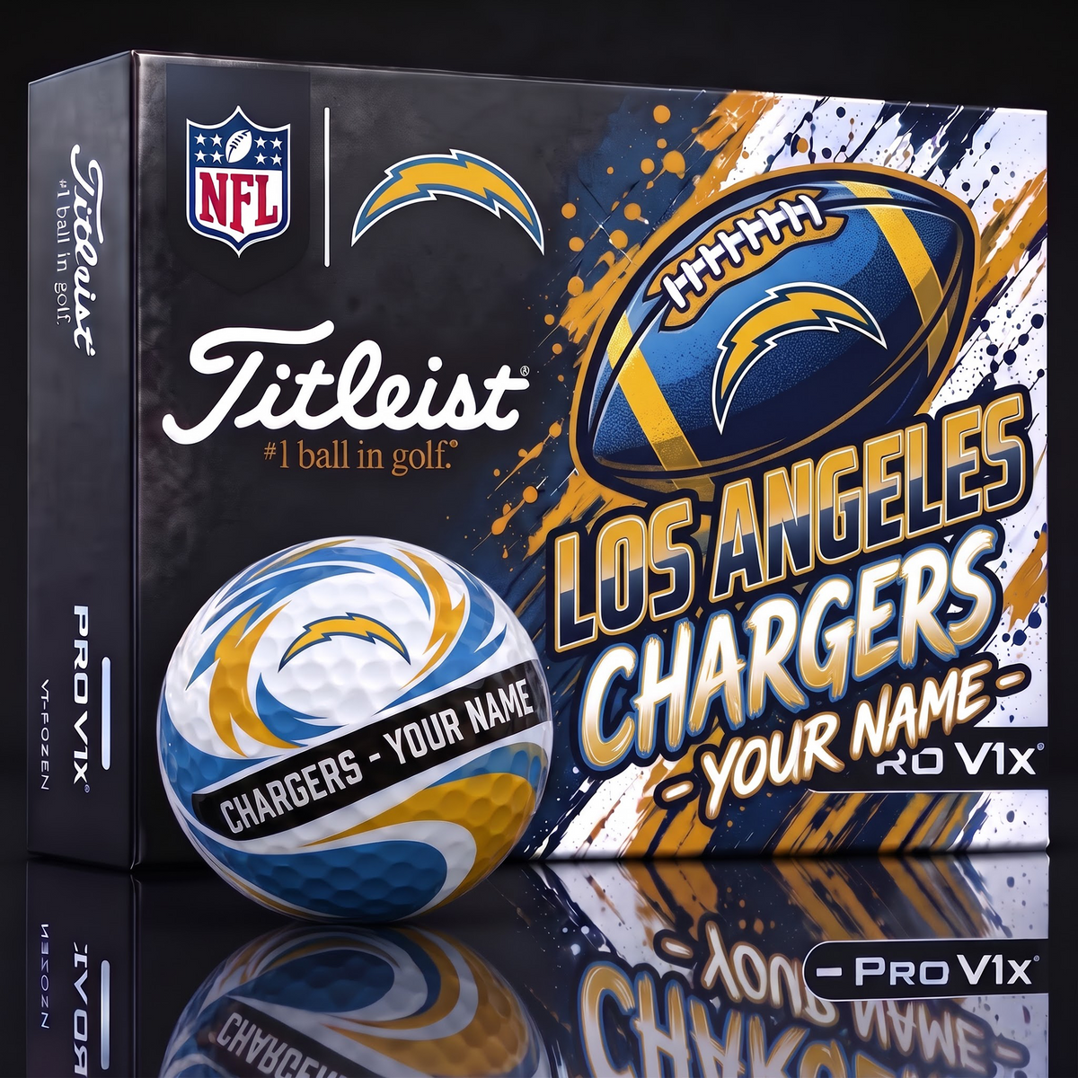 LAC X 1-of-1 Custom NFL Personalized Splatter Titleist Golf Balls Set