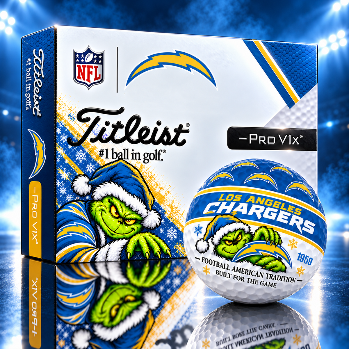 LAC x NFL 1-OF-1 IN-HOUSE CRAFTED TITLEIST PRO V1X GOLF BALLS