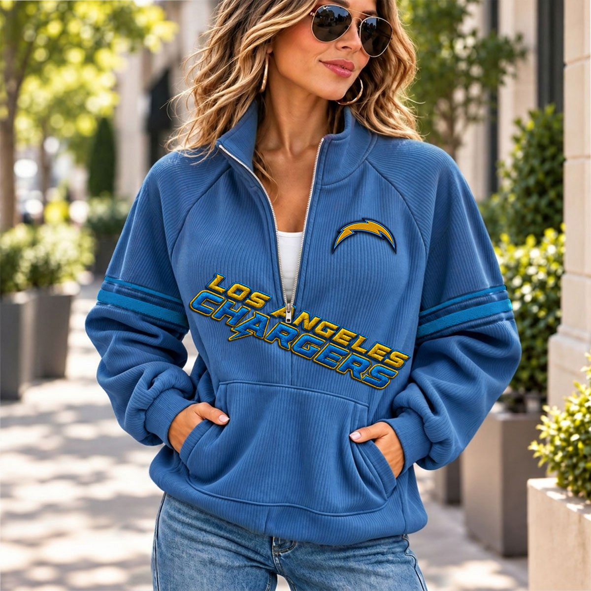 LAC x NFL Corduroy half-zip sweatshirt