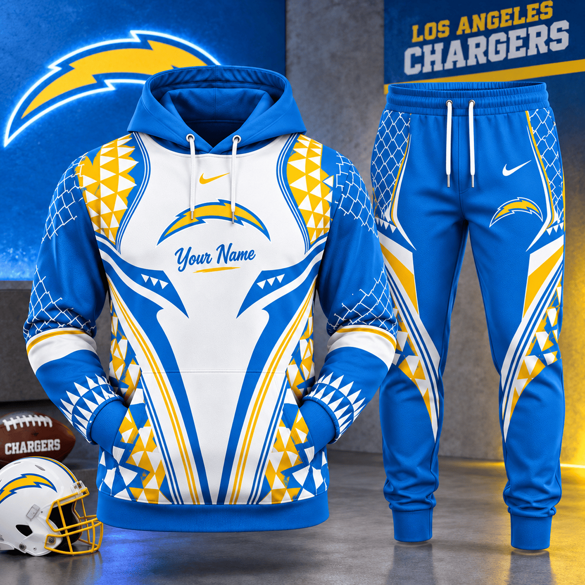 LAC x NFL Premium Football Graphic Hoodie & Jogger Set Fan Game Day Sportswear Outfit