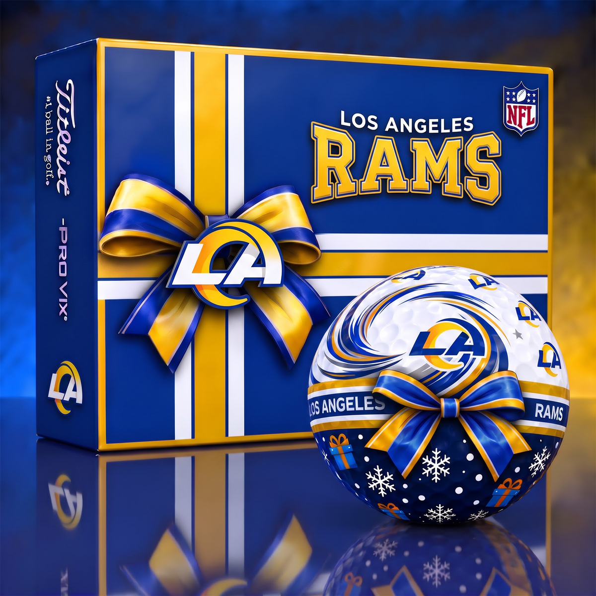 LAR x 1-of-1 Custom NFL Holiday Golf Balls Gift Set For Golfer