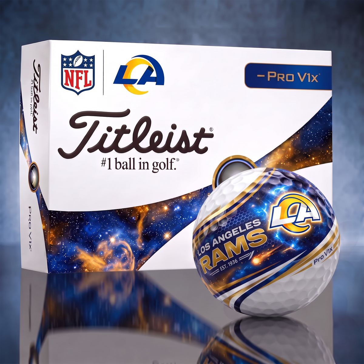 LAR x Custom 1-of-1 NFL Team Galaxy Titleist Golf Balls Set