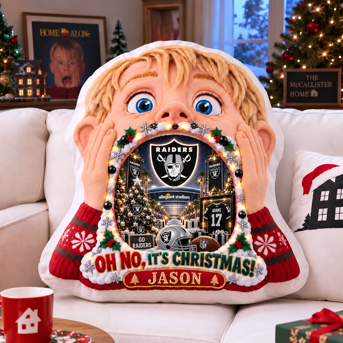 LV NFL x Home Alone Christmas Personalized Custom Shape Pillow