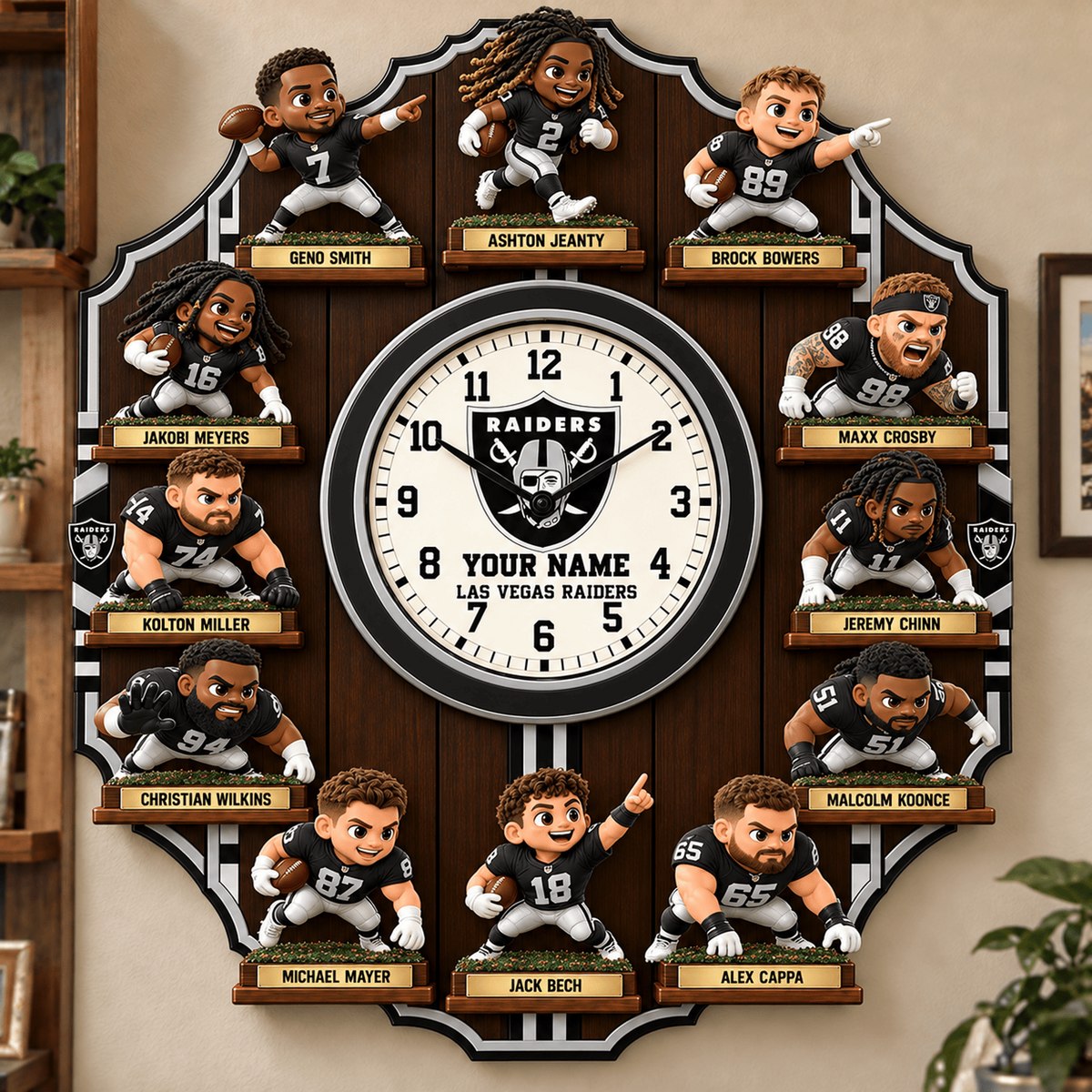 LV X NFL Famous Players Custom Any Name Acrylic Wall Clock For Home Decor