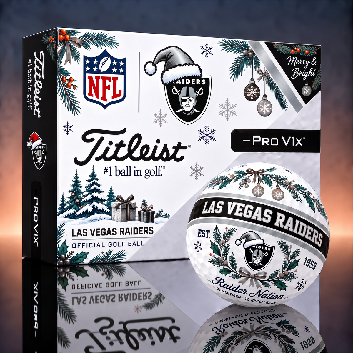 LVR x 1-OF-1 NFL TITLEIST CHRISTMAS  GOLF BALLS