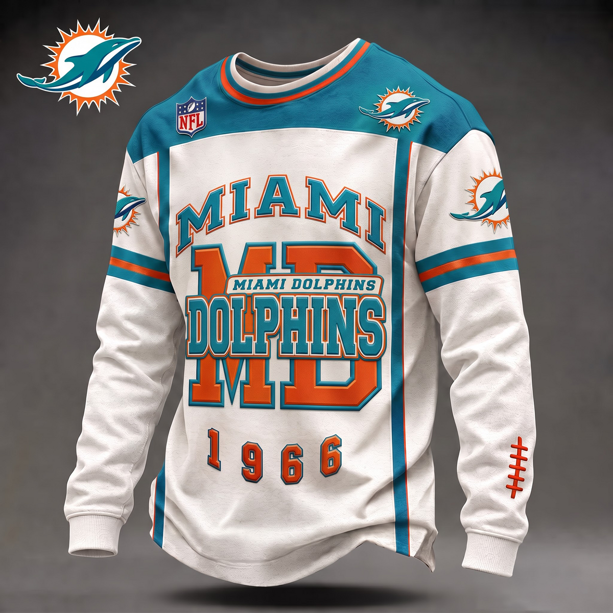 MD x Custom 1-of-1 Personalized NFL Team Vintage Distressed Long Sleeve Shirt