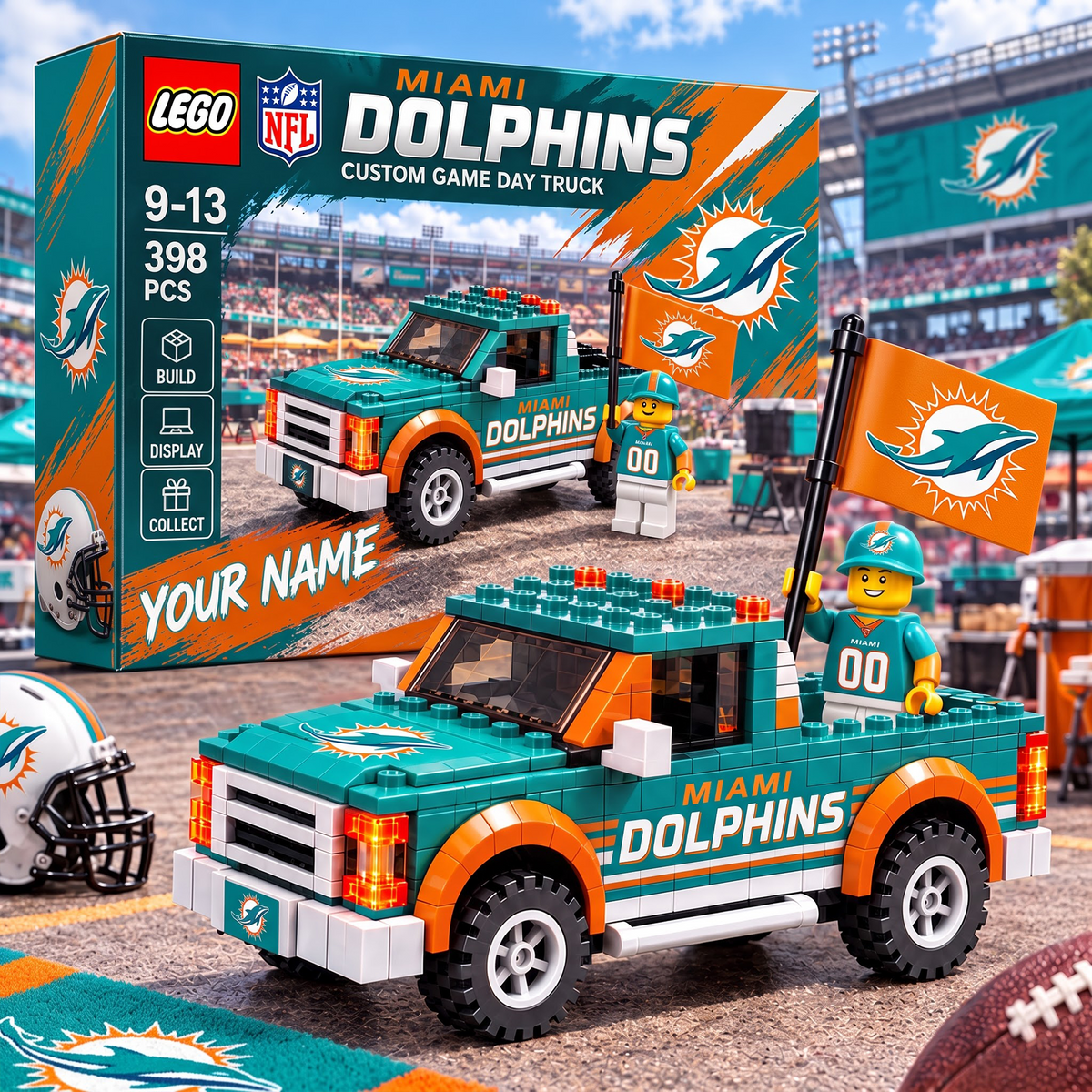 MIA X NFL 1-OF-1 IN-HOUSE CRAFTED  CUSTOM GAME DAY TRUCK BRICK SET