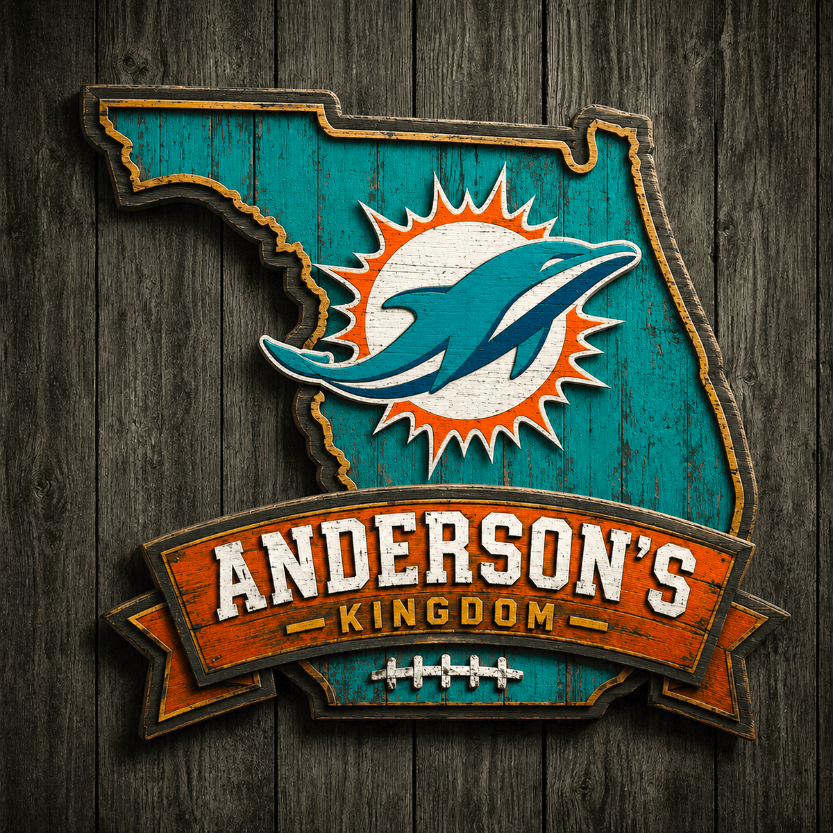 MIA x NFL Personalized Vintage Wooden Sign