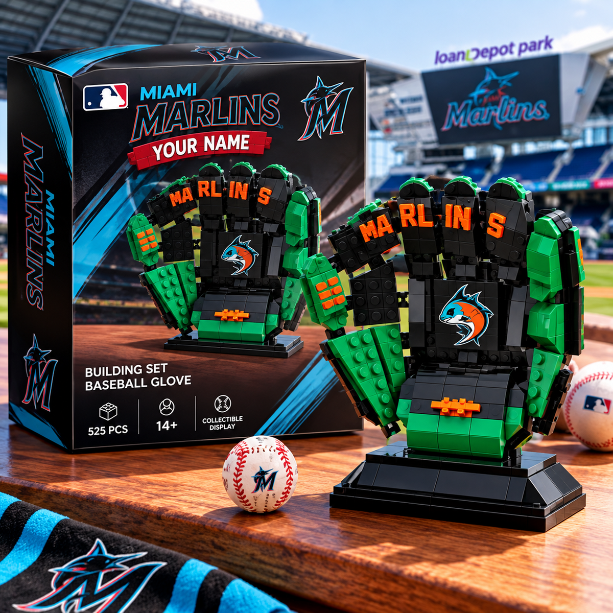 MIA X MLB Teams Baseball Glove Building Block Set