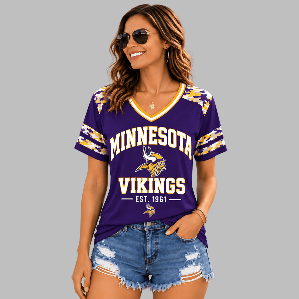 MIN Premium NFL All-American Camo V-neck