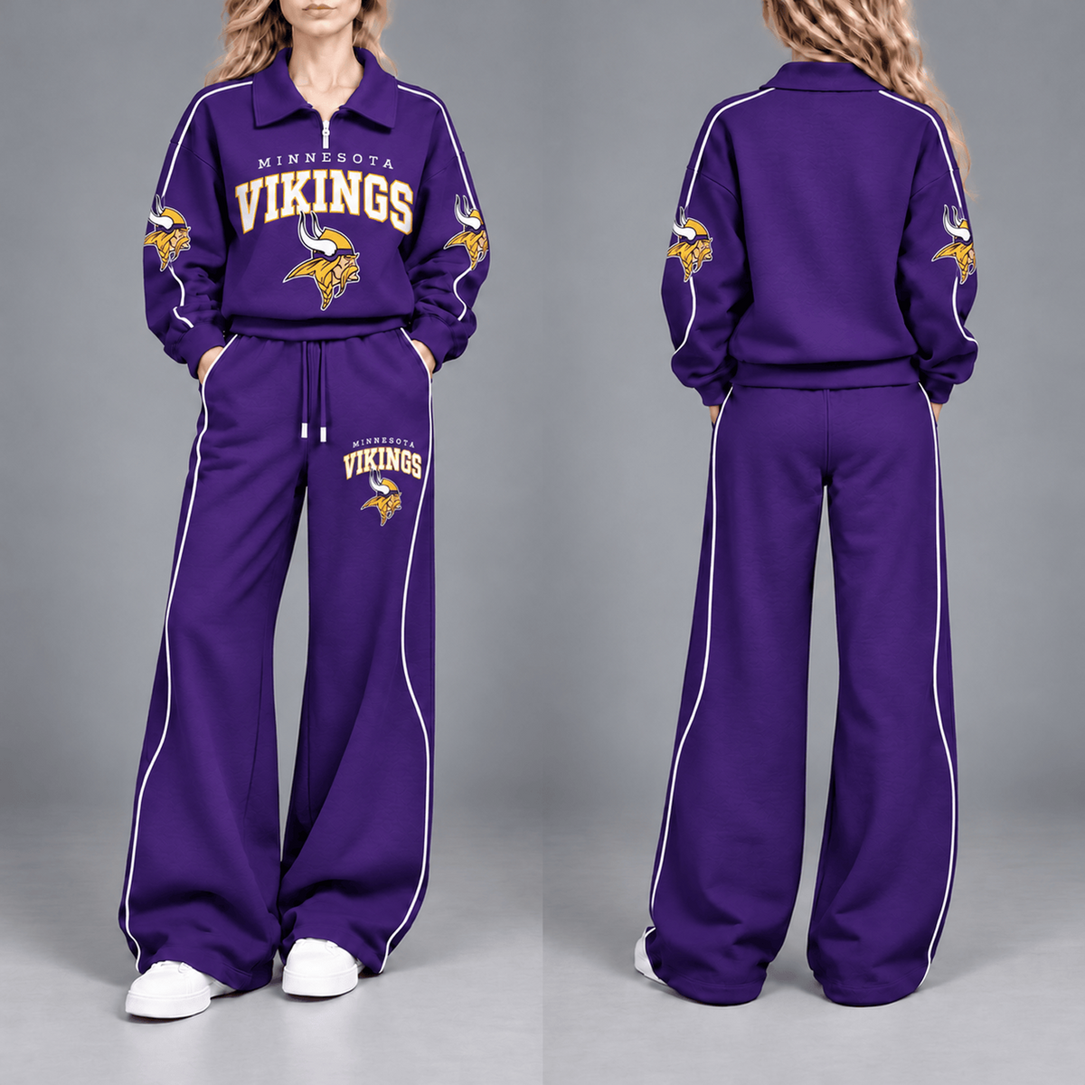 MIN Premium NFL Team Pride Contrast Piping Quarter-Zip + Pants