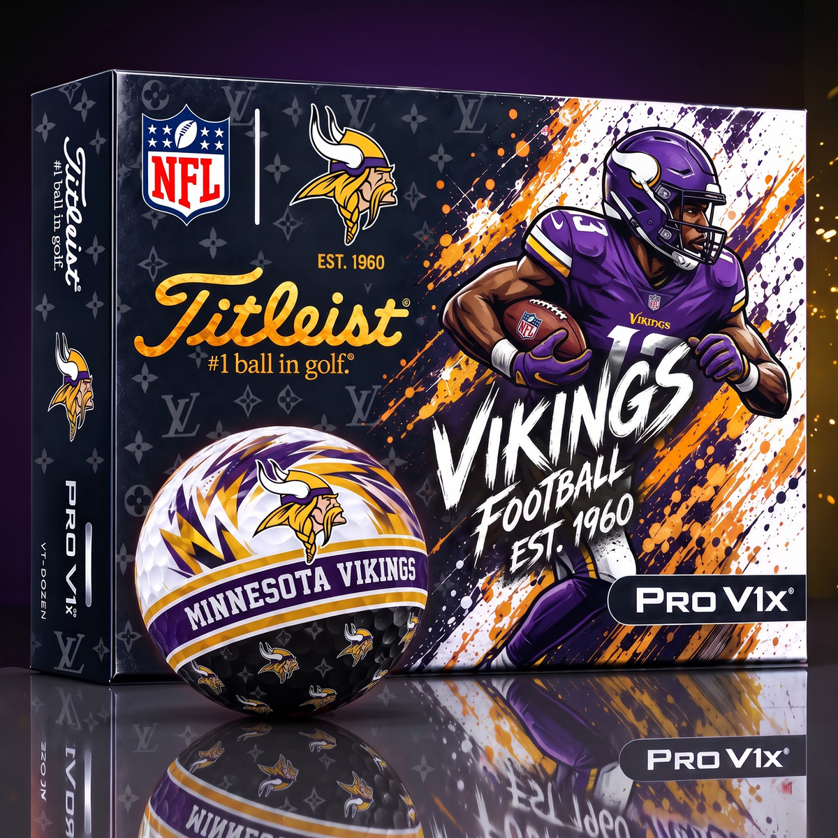 MIN X Custom NFL x LV Dynamic Paint Splatter Golf Balls