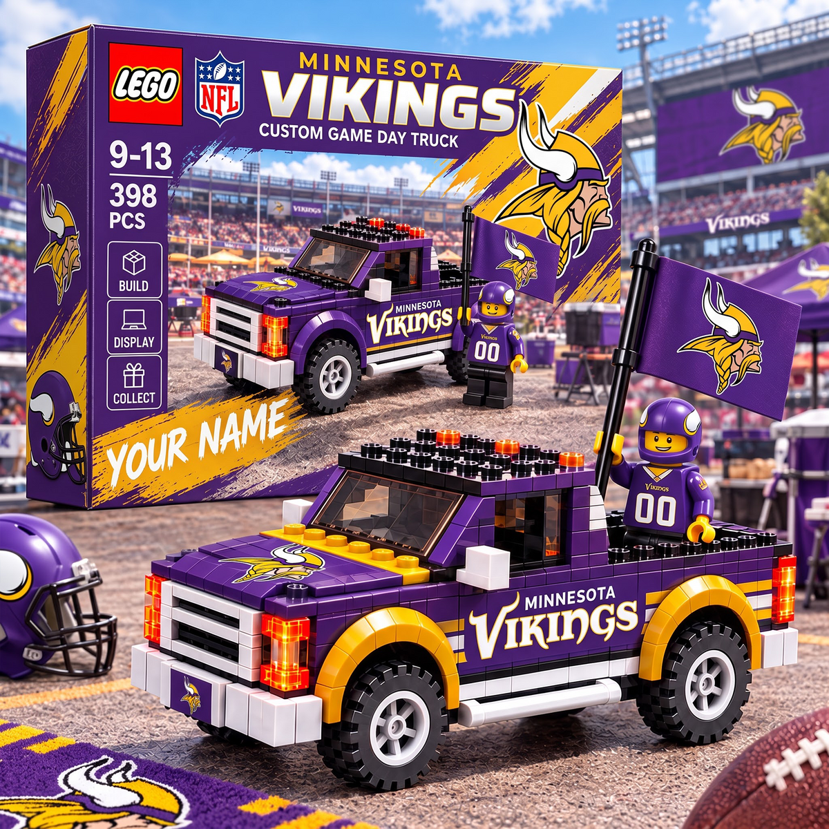 MIN X NFL 1-OF-1 IN-HOUSE CRAFTED  CUSTOM GAME DAY TRUCK BRICK SET