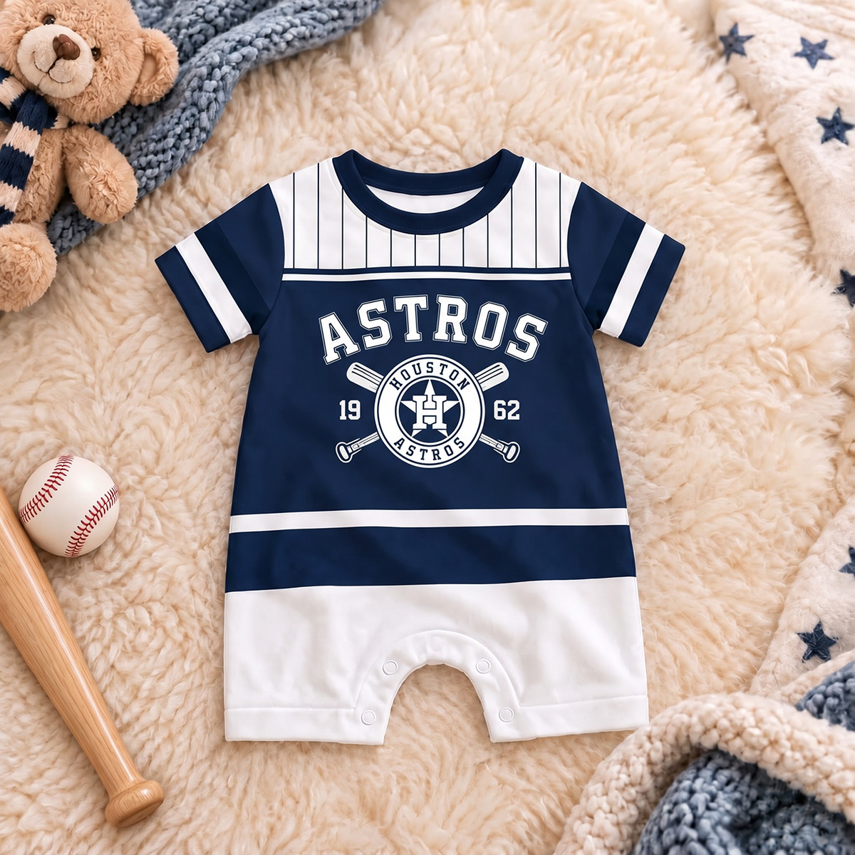MLB x HOU Baseball Baby Romper