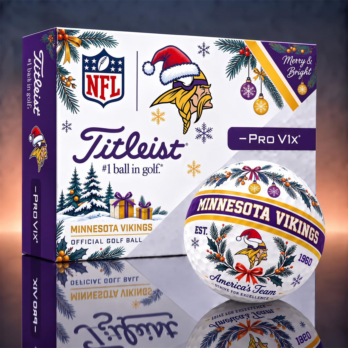 MV x 1-OF-1 NFL TITLEIST CHRISTMAS  GOLF BALLS