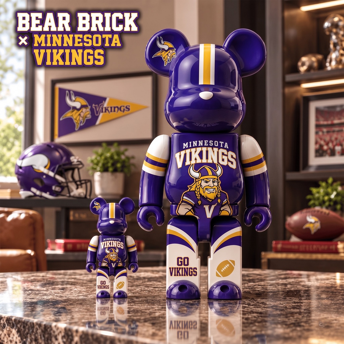 MV x Custom 1-of-1 NFL Team Bearbrick Collectible Figure Home Desk Decor