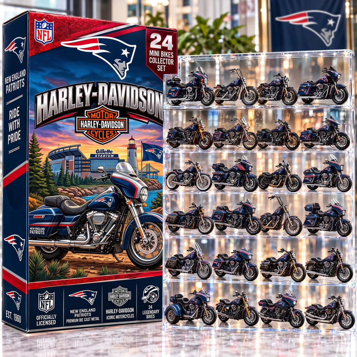 NE X NFL 24-Day Countdown Blink Box Cruiser Motorcycles Set