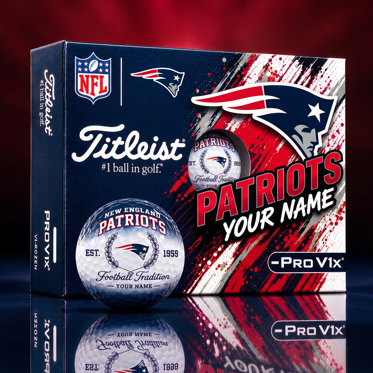 NE X PERSONALIZED NFL MAKER-MADE TITLEIST PRO V1X GOLF BALLS